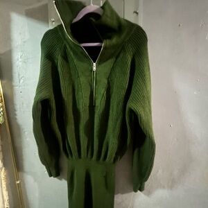 Fashion Nova Green Long Sleeve Dress